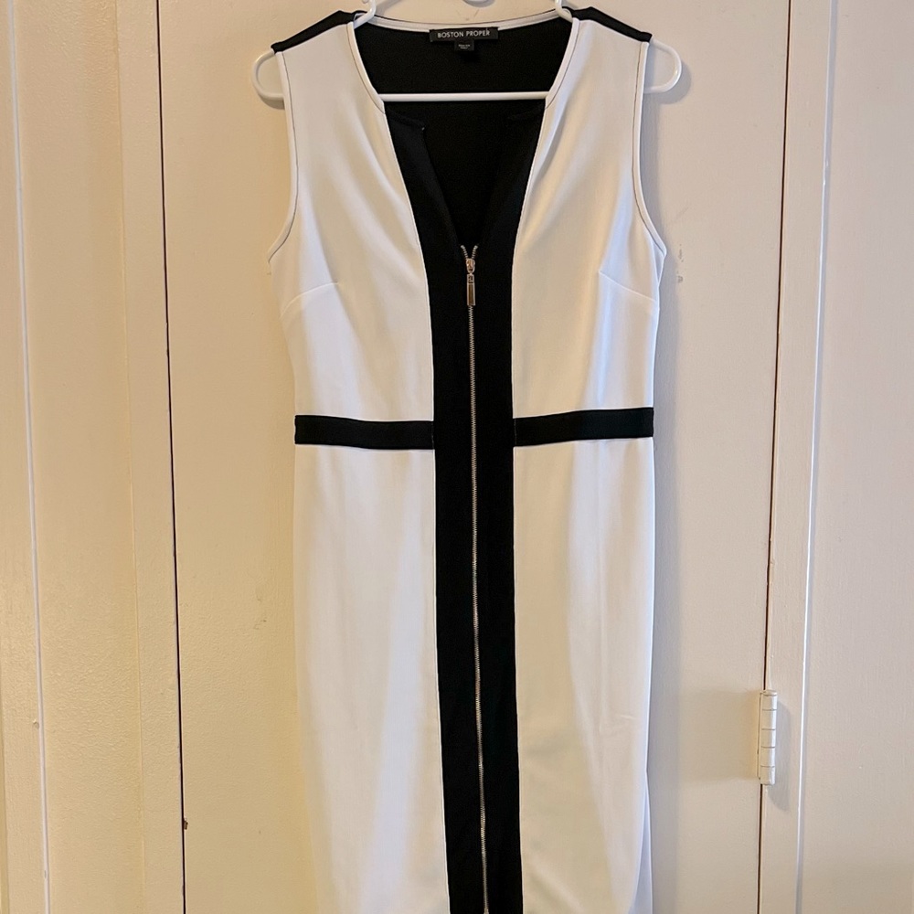 Boston Proper Zippered V Neck Dress